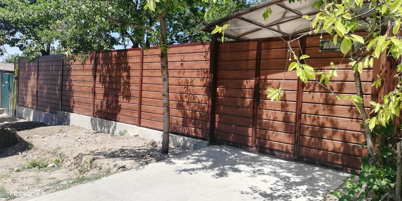 Забор из металлосайдинга ЕВРО-БРУС Каштан фото4 в Астане