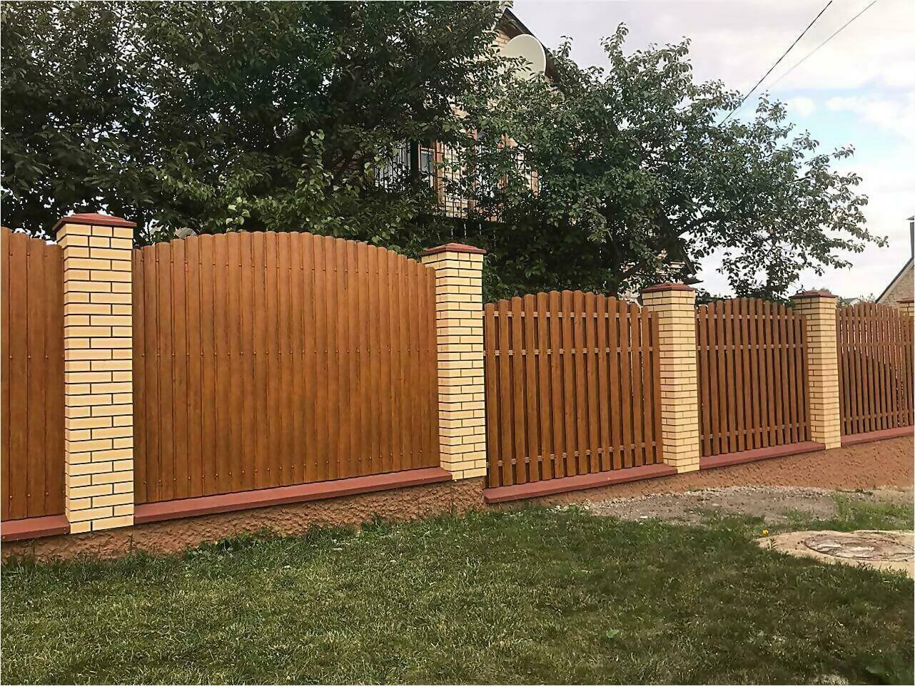 забор из штакетника 80м орех фото4 в Астане