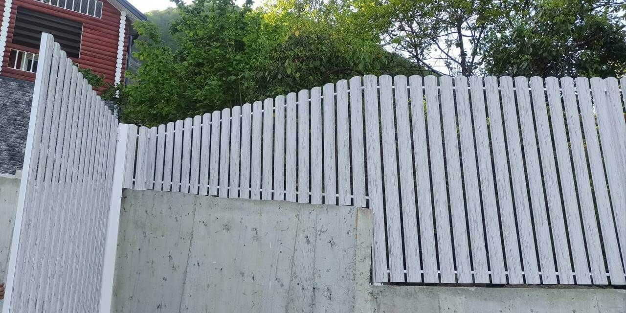 Забор из штакетника 41м в оттенке под дерево Беленый Дуб 2xPrintech двусторонний в Астане