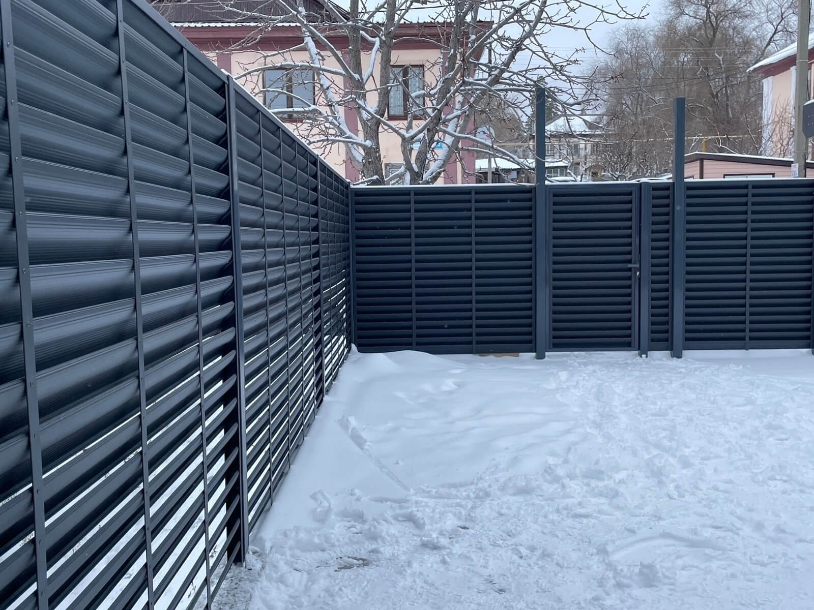 Забор-жалюзи 53м RAL7024/7024 Серый Графит двусторонний МАТТЕ фото 3 в Астане