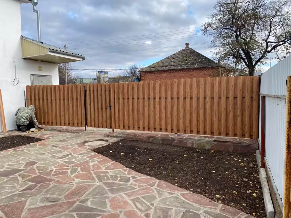 Забор из евроштакетника 7м Кипарис 2хPrintech двусторонний в Астане