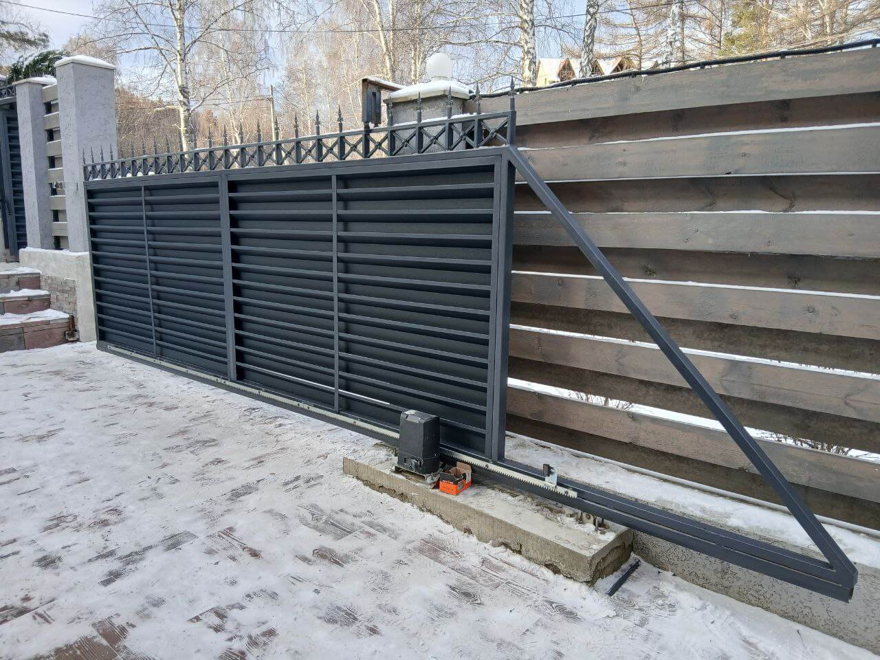 Входная группа из ламелей Хай-Тек RAL7024/7024 Серый Графит двусторонний МАТТЕ фото 23 в Астане